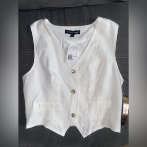 NWT Ivory Linen Button-Front Vest - Sz L